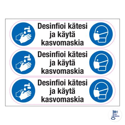 Desinfitseeri käed ja kasuta näomaski -leht Desinfitseeri käed ja kasuta näomaski -leht